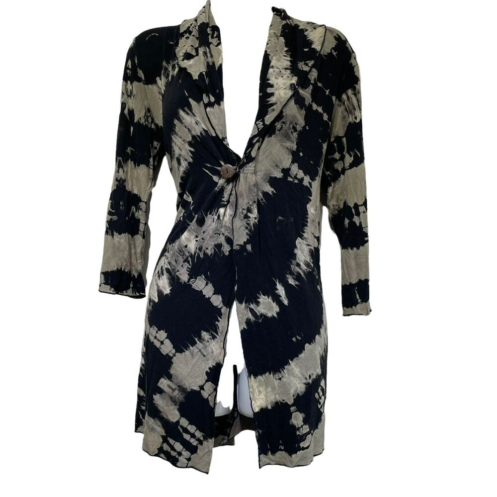 Silly Yeti Festival Wrap Stretch Knit Jersey Tie Dye Long Top Cardigan